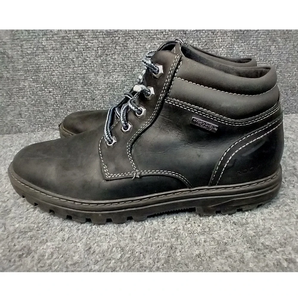 Rockport Hydro-Shield Waterproof Boots Mens 7 Black Leather CI6147 TruTech